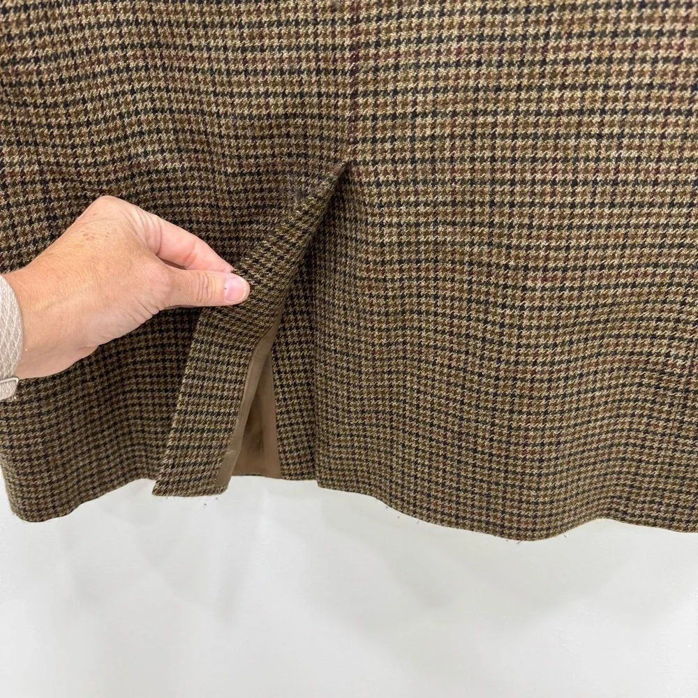 Alan Flusser Lambswool Blazer Sport Coat 40R Houndstooth browns neutrals